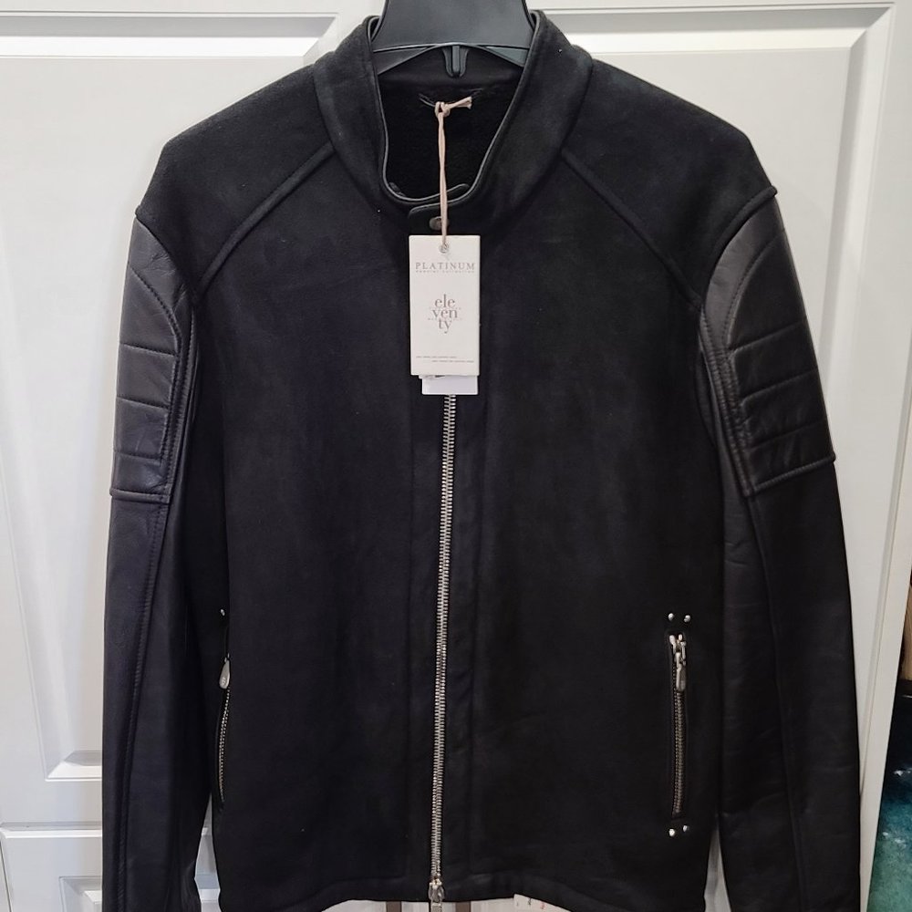 Eleventy Platinum Special Collection Lambskin/Shearling Zipped Bike…